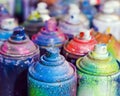 Used cans of spray paint Royalty Free Stock Photo