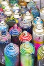 Used cans of spray paint Royalty Free Stock Photo