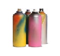 Used cans of spray paints on white background Royalty Free Stock Photo