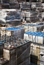 Used Car Batteries Waiting To Be Recycled