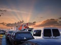 used car loaded in the upper deck of big roro destinated to african market Royalty Free Stock Photo