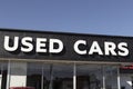 Used Car sign at a pre-owned car dealership. As supplies of new cars dwindle, used cars become more popular Royalty Free Stock Photo