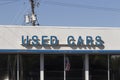 Used Car sign at a pre-owned car dealership. As supplies of new cars dwindle, used cars become more popular Royalty Free Stock Photo