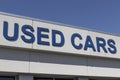 Used Car sign at a pre-owned car dealership. As supplies of new cars dwindle, used cars become more popular Royalty Free Stock Photo