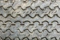 Rubber tire recycling. old used car tires. texture background, close-up Royalty Free Stock Photo
