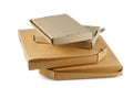 Used cardboard boxes for pizza isolated on white Royalty Free Stock Photo