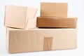 Used cardboard boxes on white background Royalty Free Stock Photo