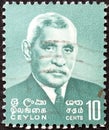 Used Ceylon commemorative stamp of Dudley Shelton Senanayake