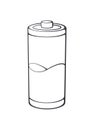 Used charge level battery indicator. Outline icon. Vector illustration. Energy status of electrical device accumulator.