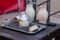 Used clay pot for the Turkish Testi Kebab, a famous traditional Turkish food Royalty Free Stock Photo