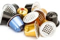 Used colored coffee capsules