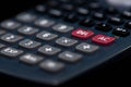 Used, dusty calculator close up macro shot Royalty Free Stock Photo