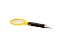 Used electric mosquitoes and flies killer bug zapper racket handheld with hanging rope end hook, battery operated isolated on