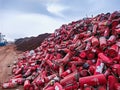 Used fire extinguishers for recycling and disposal Royalty Free Stock Photo