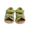 Used green child sandals isolated
