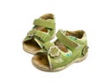 Used green child sandals isolated