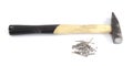 Used hammer with nails Royalty Free Stock Photo