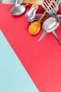 Used home kitchenware with scratches on paper background Royalty Free Stock Photo