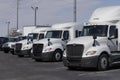 Used International and Freightliner Big Rig Trucks for sale. Pre-owned semi tractor trailer trucks are in high demand Royalty Free Stock Photo