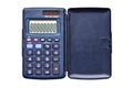 Used isolate simple pocket calculator on white background top view. Royalty Free Stock Photo