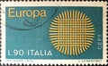 Used Italian postage stamp from the Europa series Royalty Free Stock Photo