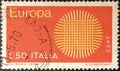 Used Italian postage stamp from the Europa series Royalty Free Stock Photo