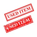 Used item 2 style streak red rubber stamp Royalty Free Stock Photo