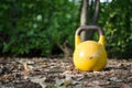 Used Kettlebell standing on the ground Royalty Free Stock Photo