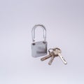 used keys and padlock isolated on white Royalty Free Stock Photo