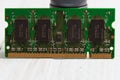 Used laptop memory module SO-DIMM close-up on a white background