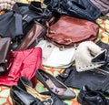 Used leather purses,handbags and shoes to re-use