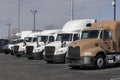 Used Mack, International and Freightliner Big Rig Trucks for sale. Pre-owned semi tractor trailer trucks are in high demand Royalty Free Stock Photo