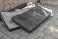 Used mattresses dumped on the street Royalty Free Stock Photo