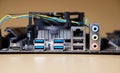 Used modern motherboard back side with audio, usb, hdmi