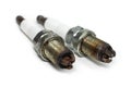 Used old automobile Spark Plug on white background