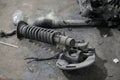 Used old car shock absorbers. Royalty Free Stock Photo