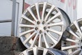 Used old original Subaru alloy wheels, outside