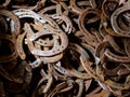 used old rusty horseshoes Royalty Free Stock Photo