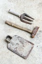 Used old tools on sement background Royalty Free Stock Photo