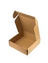 Used Open Box Isolated, Craft Paper Delivery Package, Old Carton Packaging, Used Cardboard Box