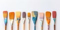 Used paint brushes. A bunch of brushes for painting with oil and acrylic paints. Artist paintbrushes in a artist studio Royalty Free Stock Photo