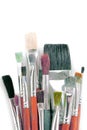 Used paint brushes isolated on white Royalty Free Stock Photo