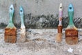Used paint brushes Royalty Free Stock Photo