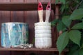 Used painting brushes left outdoor