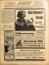 Used paper sheet. Vintage advertising, newspaper page Germany