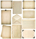 Used paper sheets set. Vintage book pages, photo frames, envelop Royalty Free Stock Photo