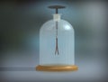 Gold-leaf electroscope. Physics. 3D illustration on a colorful background.