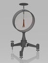 Electroscope. Physics. 3D illustration on a gray background.