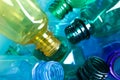 Used plastic bottles as background, closeup Royalty Free Stock Photo