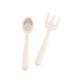 Used plastic fork and spoon, recycling garbage concept, utilize waste vector Illustration on a white background